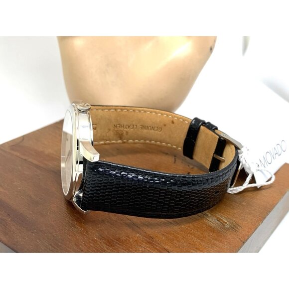 Movado Men's Watch 2100001 Swiss Quartz Silver Dial Black Leather Band 39mm - Picture 9 of 14